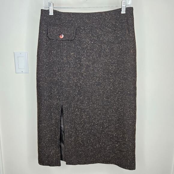 WILLI SMITH Brown Fully Lined Tweed Skirt Made in Italy Size 6 - Picture 1 of 13